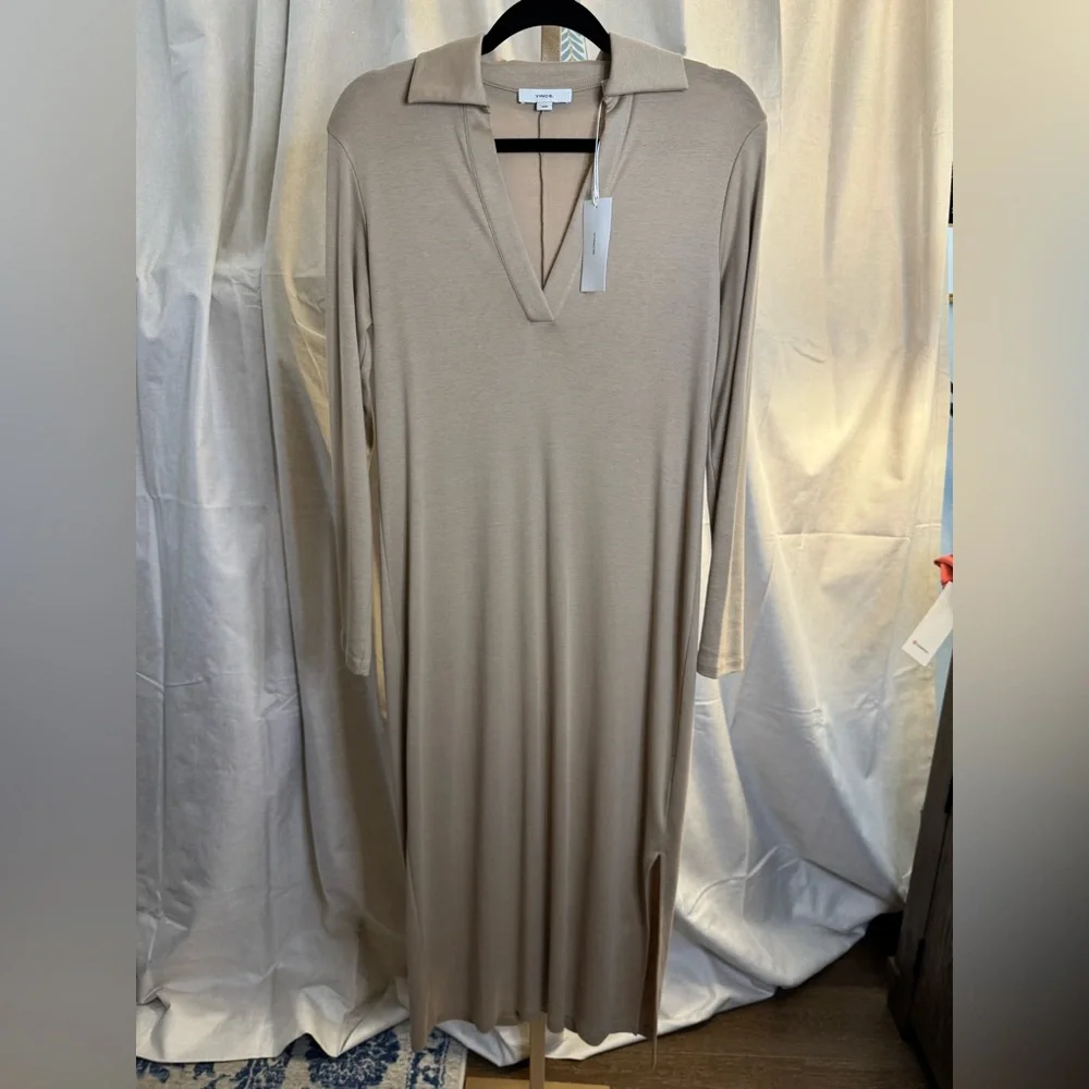 Vince Beige Knit Polo Sheath dress Size  NWT - Picture 6 of 14